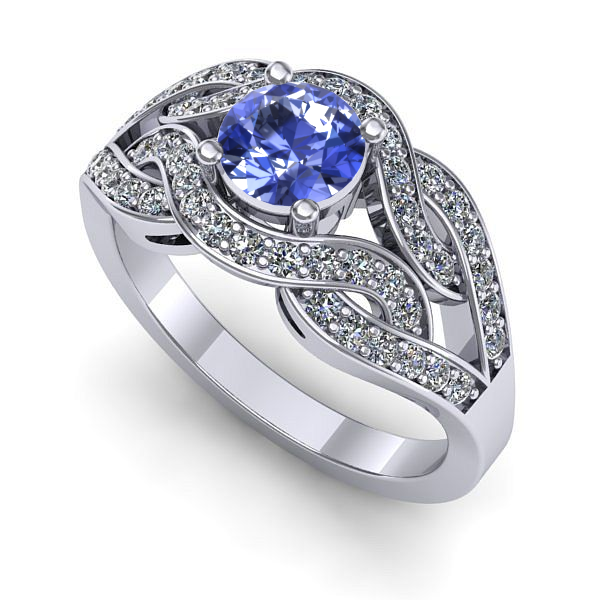 Inel de logodna din aur alb cu tanzanit