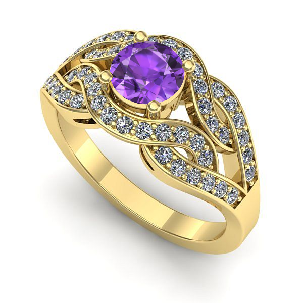 Inel din aur galben cu ametist