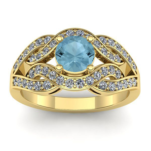 Inel logodna cu aquamarin rotund