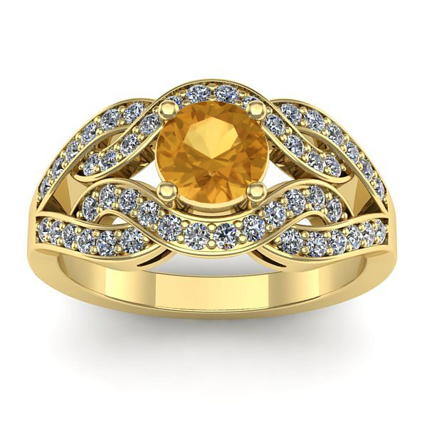 Inel logodna cu citrin rotund