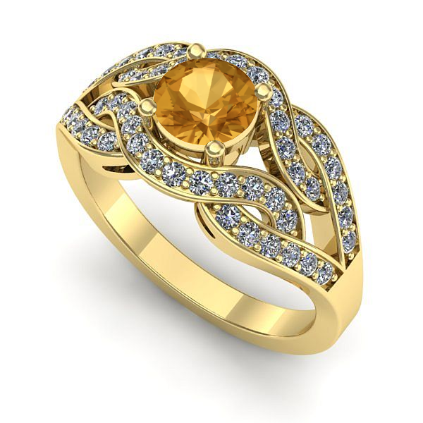 Inel de logodna din aur galben cu citrin