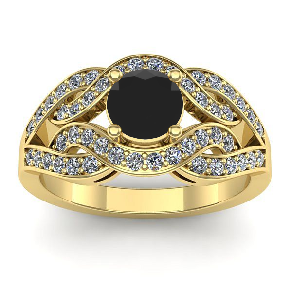 Inel de logodna cu diamant negru rotund