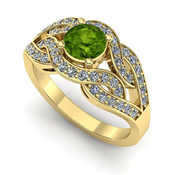 Inel logodna din aur galben cu peridot