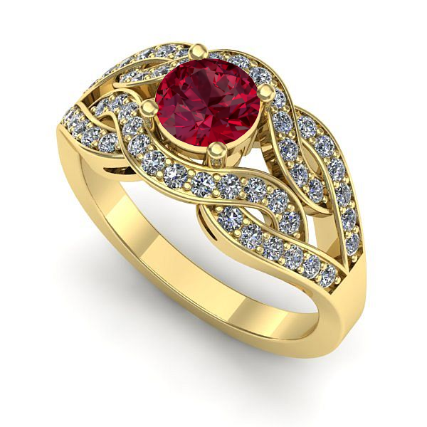 Inel de logodna din aur galben cu rubin