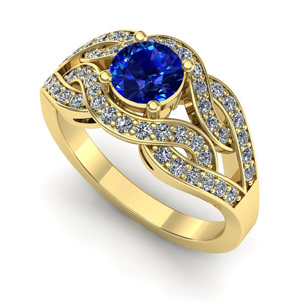 Inel logodna din aur galben cu safir