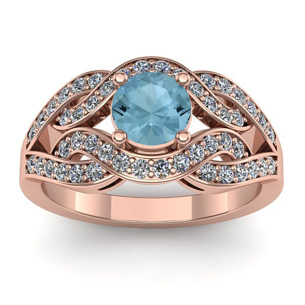 Inel de logodna cu aquamarin rotund