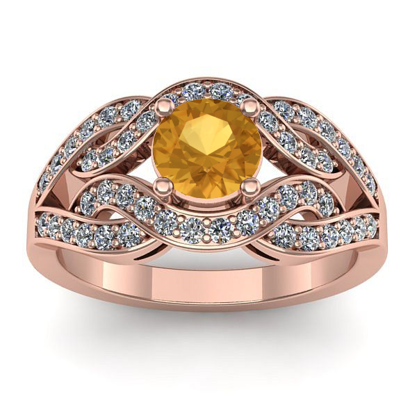 Inel logodna cu citrin rotund