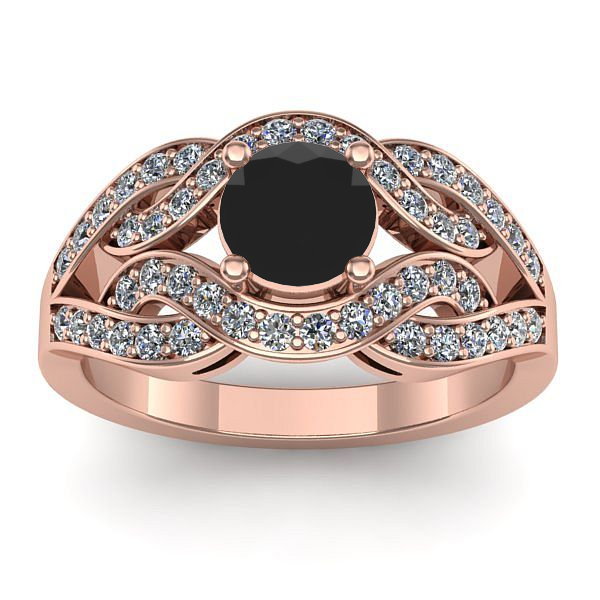 Inel logodna cu diamant negru rotund