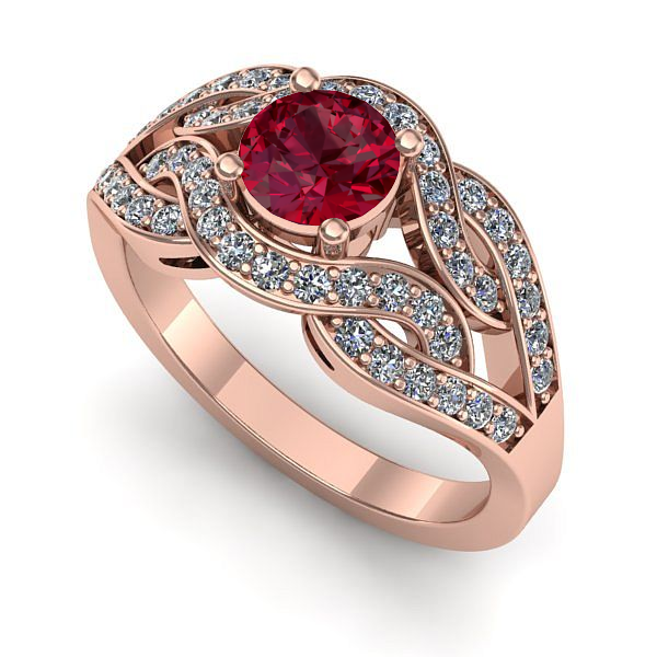 Inel logodna din aur roz cu rubin