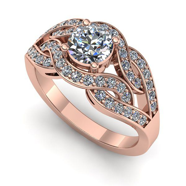 Inel de logodna din aur roz cu safir alb