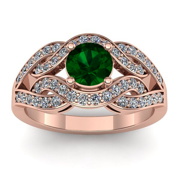 Inel de logodna cu smarald rotund