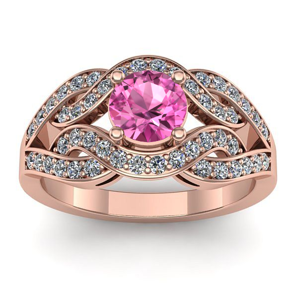 Inel logodna cu safir roz rotund