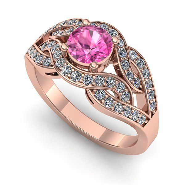 Inel din aur roz cu safir roz