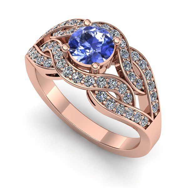 Inel de logodna din aur roz cu tanzanit