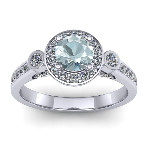 Inel cu aquamarin rotund