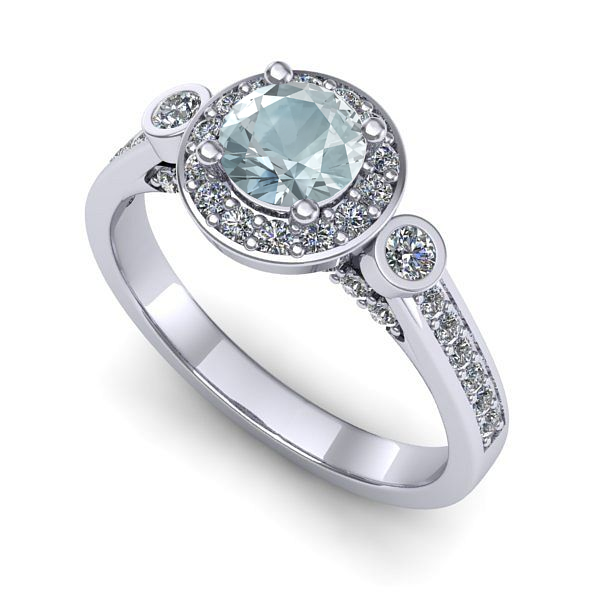 Inel de logodna din aur alb cu aquamarin
