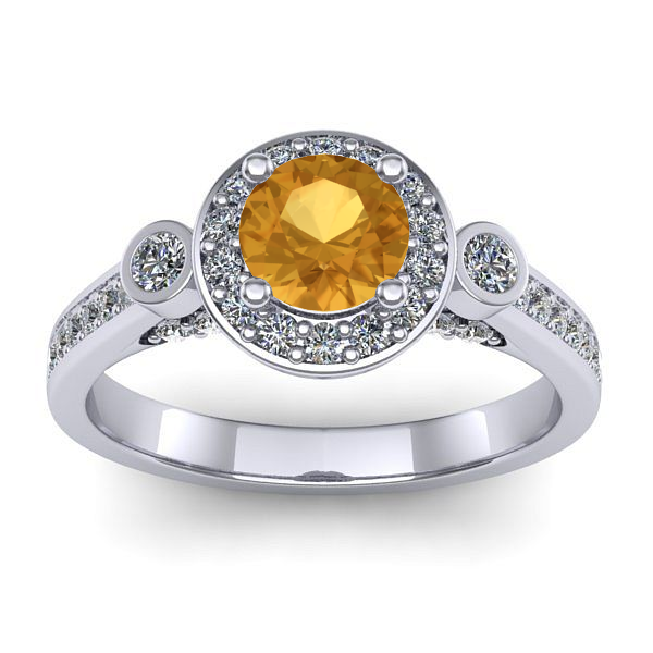 Inel logodna cu citrin rotund