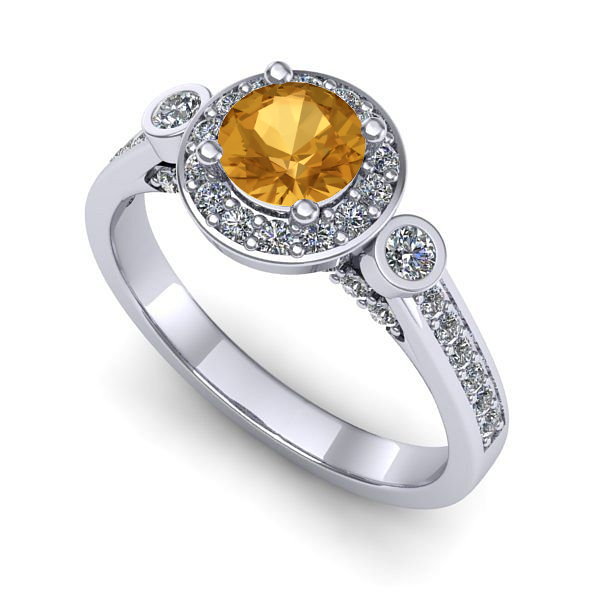 Inel de logodna din aur alb cu citrin