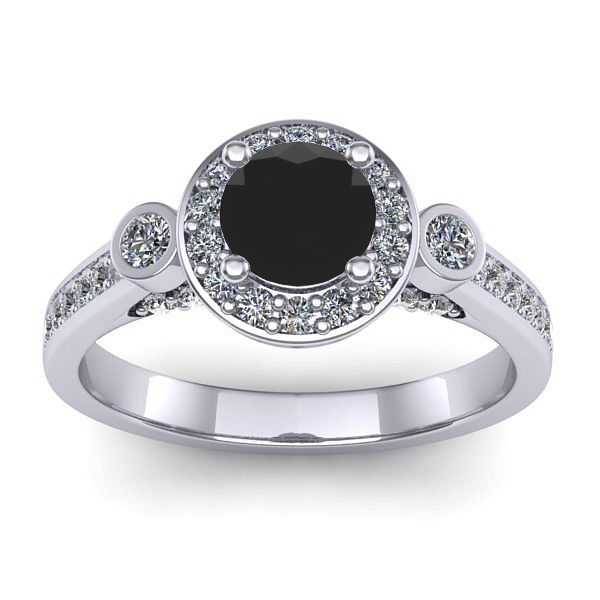 Inel cu diamant negru rotund