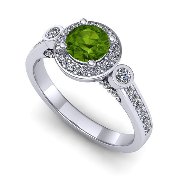 Inel logodna din aur alb cu peridot