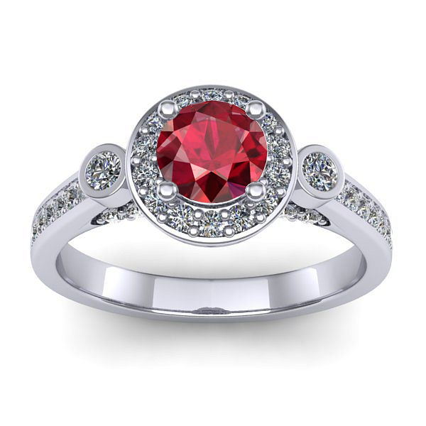 Inel de logodna cu rubin rotund