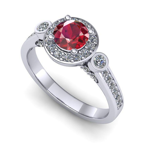 Inel din aur alb cu rubin