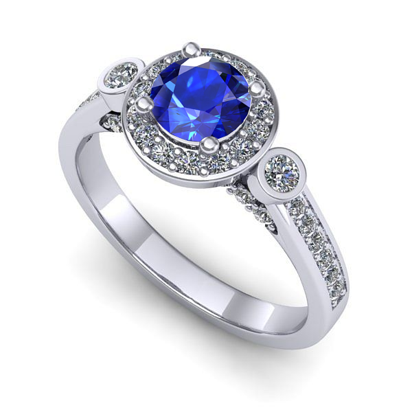 Inel din aur alb cu safir