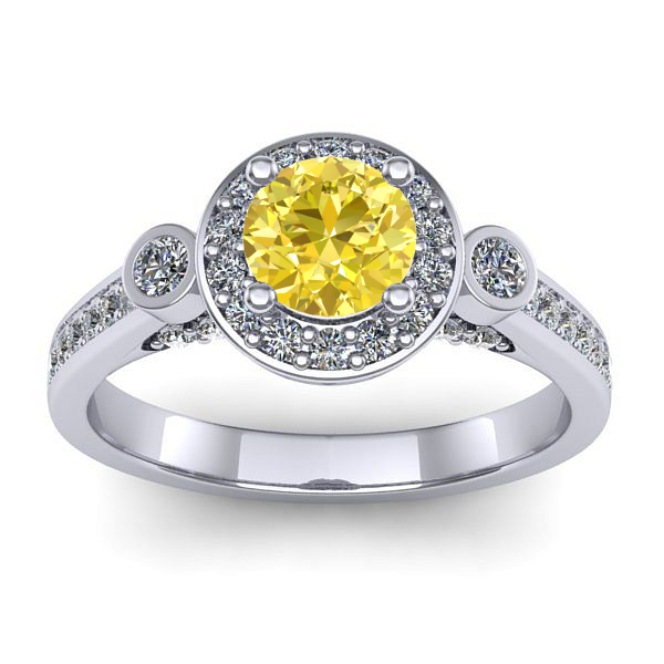 Inel cu safir galben rotund