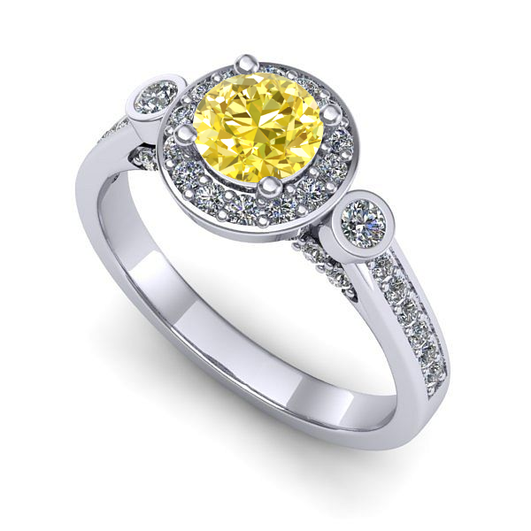 Inel de logodna din aur alb cu safir galben