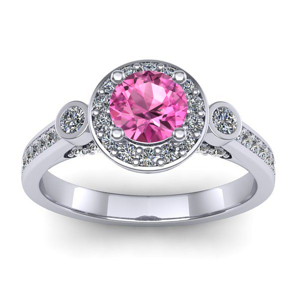 Inel cu safir roz rotund