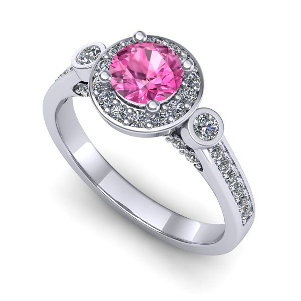 Inel din aur alb cu safir roz