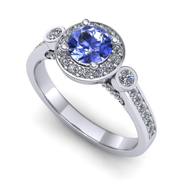 Inel din aur alb cu tanzanit