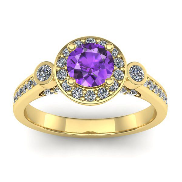 Inel logodna cu ametist rotund