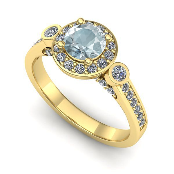 Inel din aur galben cu aquamarin