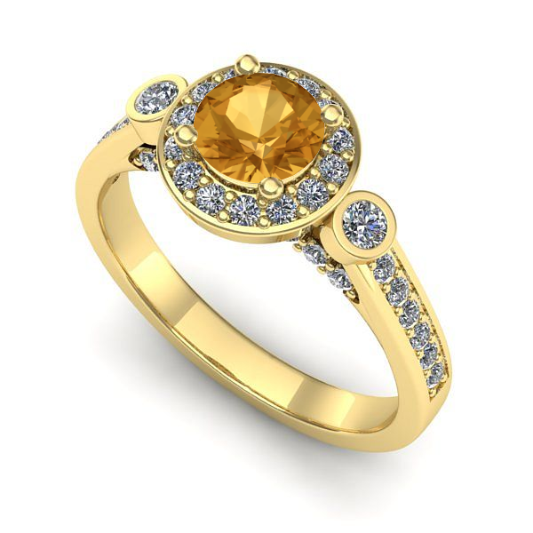 Inel de logodna din aur galben cu citrin