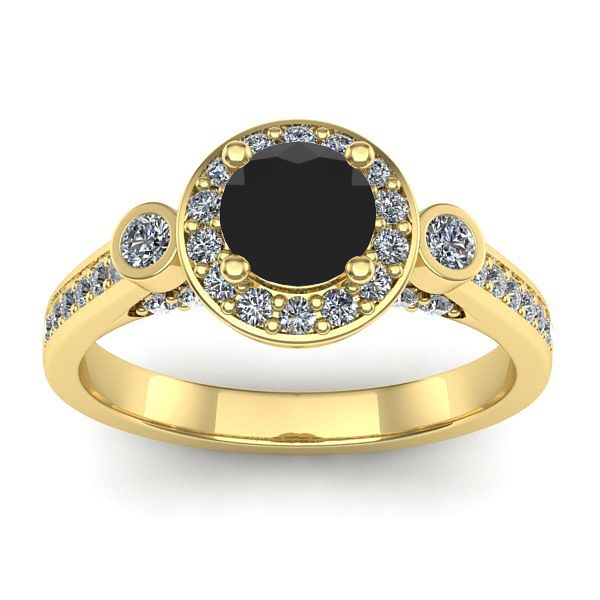 Inel logodna cu diamant negru rotund