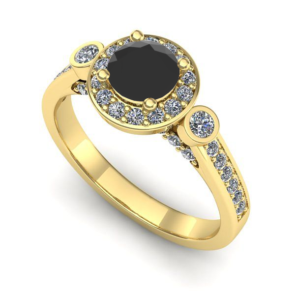 Inel din aur galben cu diamant negru