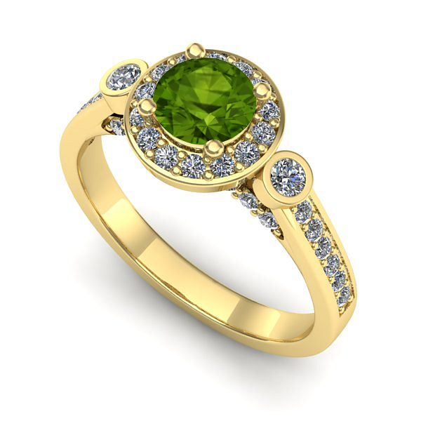 Inel logodna din aur galben cu peridot