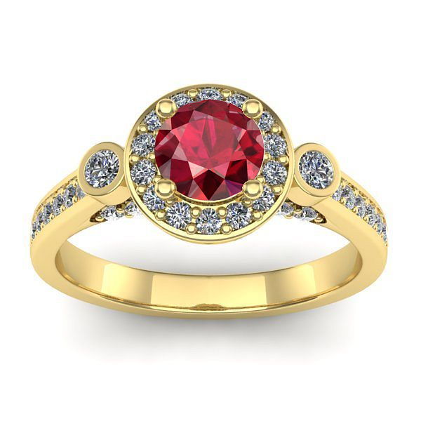 Inel de logodna cu rubin rotund
