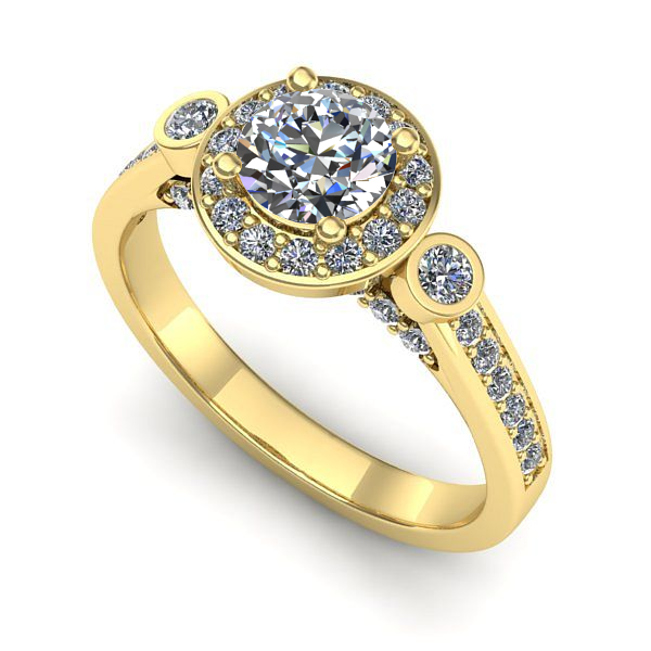 Inel logodna din aur galben cu safir alb