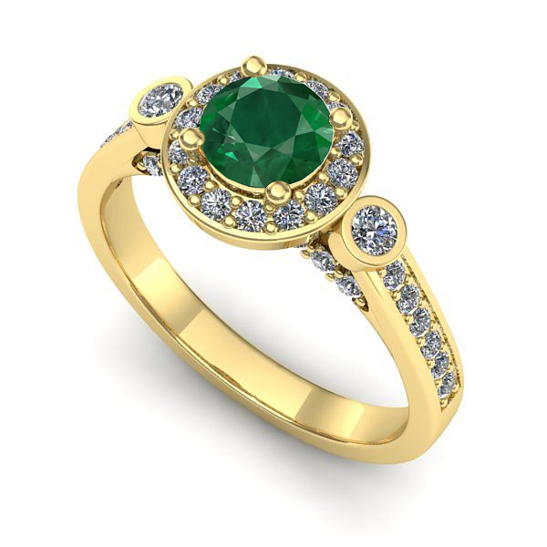 Inel de logodna din aur galben cu smarald