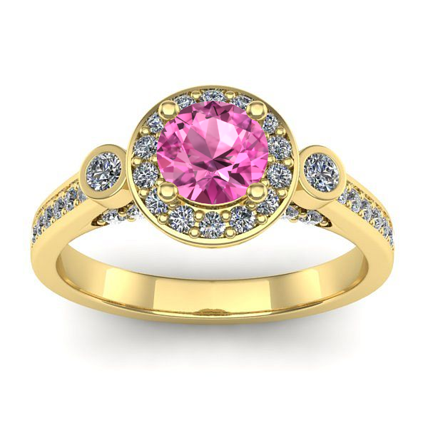 Inel logodna cu safir roz rotund