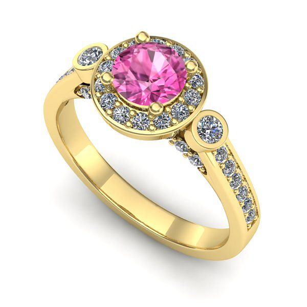 Inel din aur galben cu safir roz