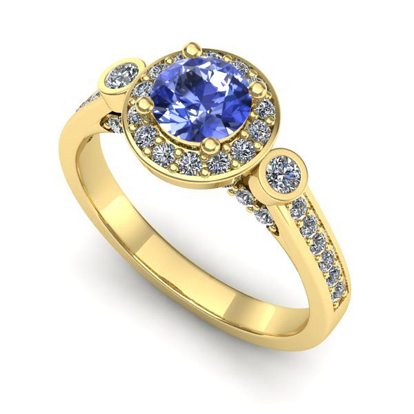 Inel din aur galben cu tanzanit