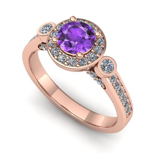 Inel din aur roz cu ametist