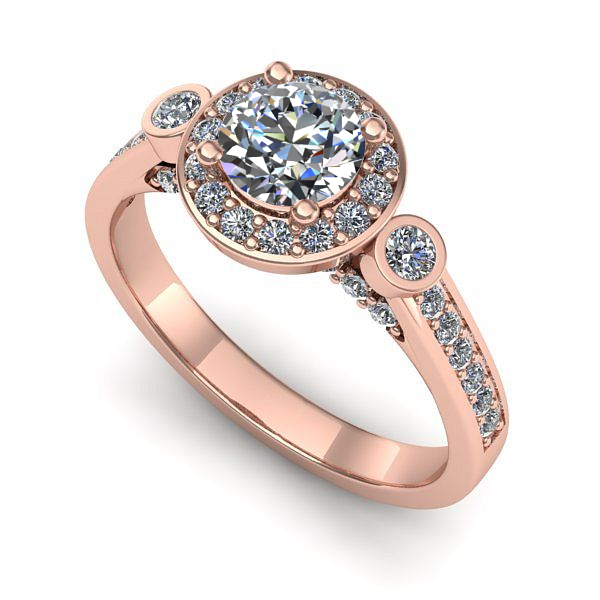 Inel logodna din aur roz cu diamant