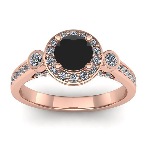 Inel logodna cu diamant negru rotund