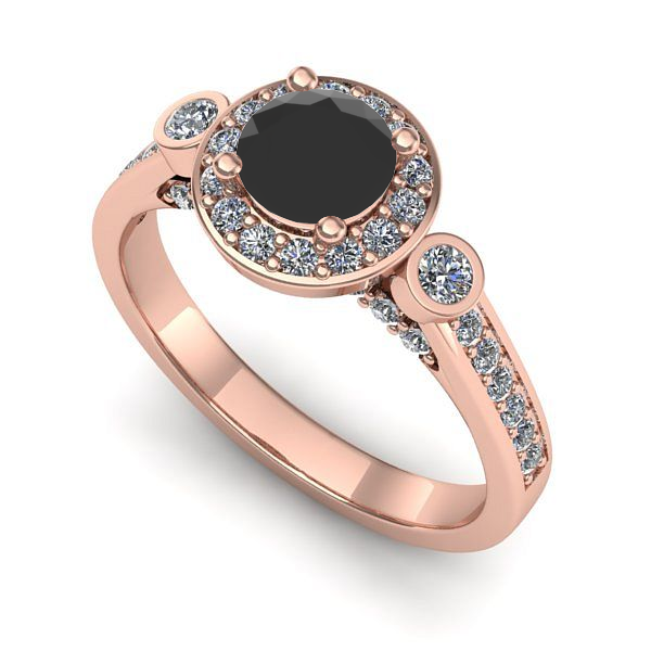 Inel logodna din aur roz cu diamant negru