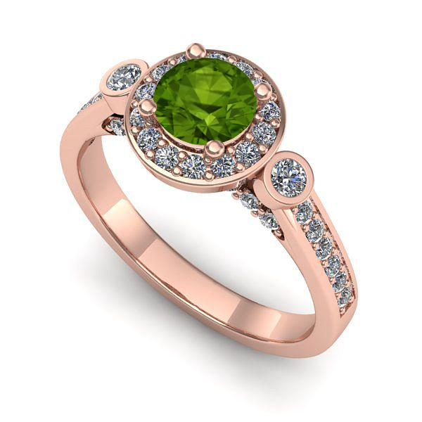 Inel de logodna din aur roz cu peridot