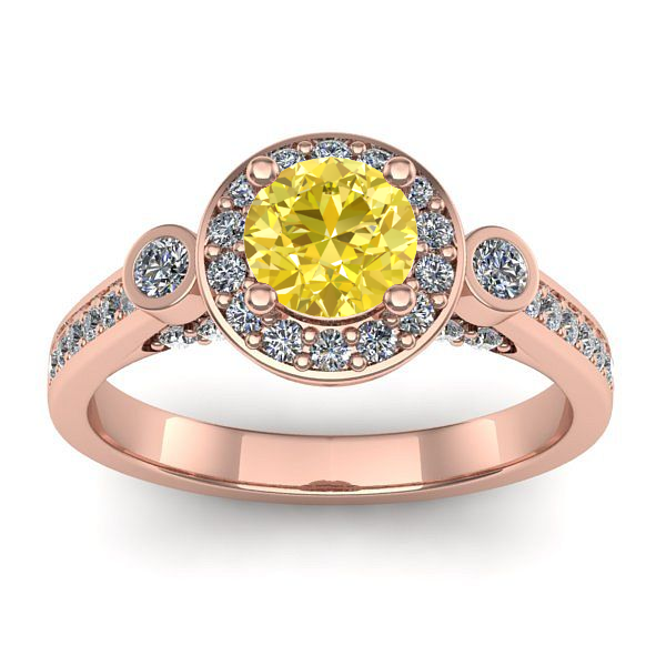 Inel cu safir galben rotund